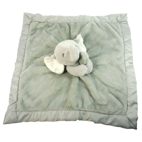 Elephant Gray Lovey Soft Security Blanket Plush Stuffed Animal Satin Edge - Picture 3 of 7